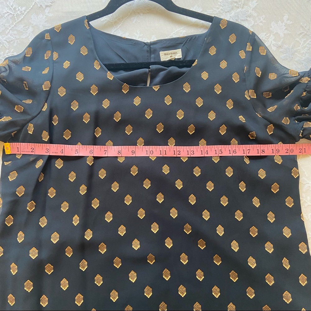 World Market Blue & Gold Blouse Size XL - Picture 9 of 11